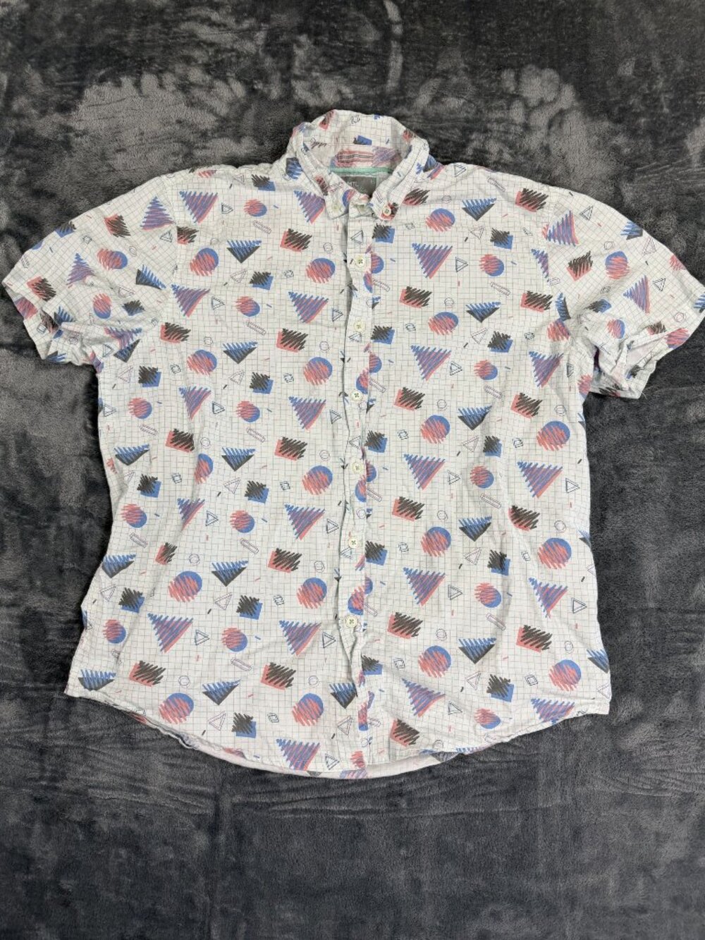 MTL Slim Fit Mens Vintage Button-Up Short Sleeve Shirt Size L